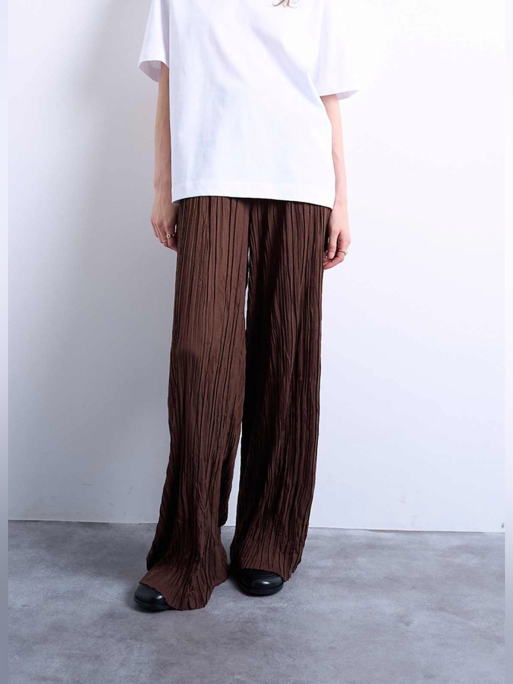 Topshop Plisse Style Brown Pants